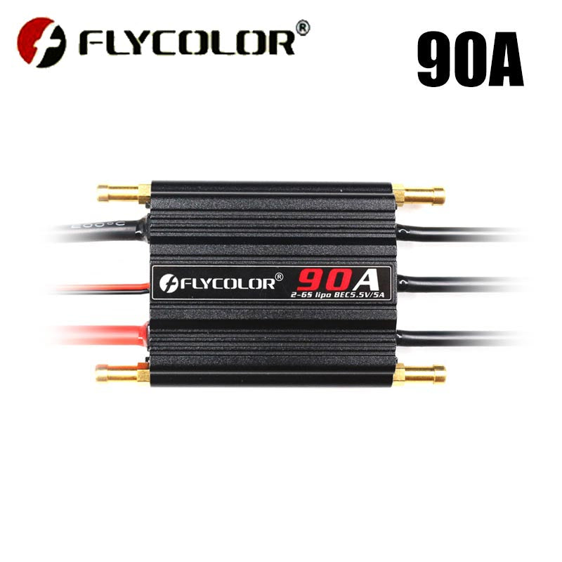 Flycolor 50A/70A/90A brushless ESC, supports 2-6S lithium batteries, built-in BEC 5.5V/5A, suitable for remote-controlled boats.