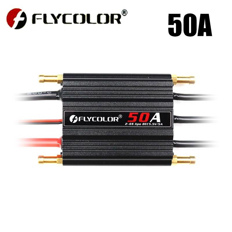Flycolor 50A/70A/90A brushless ESC, supports 2-6S lithium batteries, built-in BEC 5.5V/5A, suitable for remote-controlled boats.