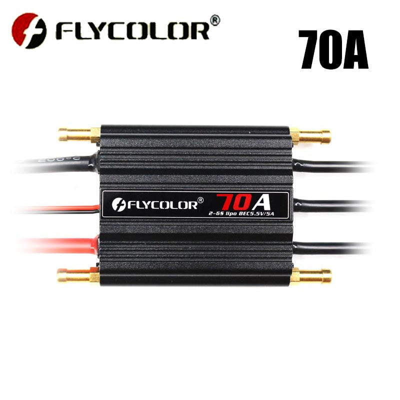 Flycolor 50A/70A/90A brushless ESC, supports 2-6S lithium batteries, built-in BEC 5.5V/5A, suitable for remote-controlled boats.